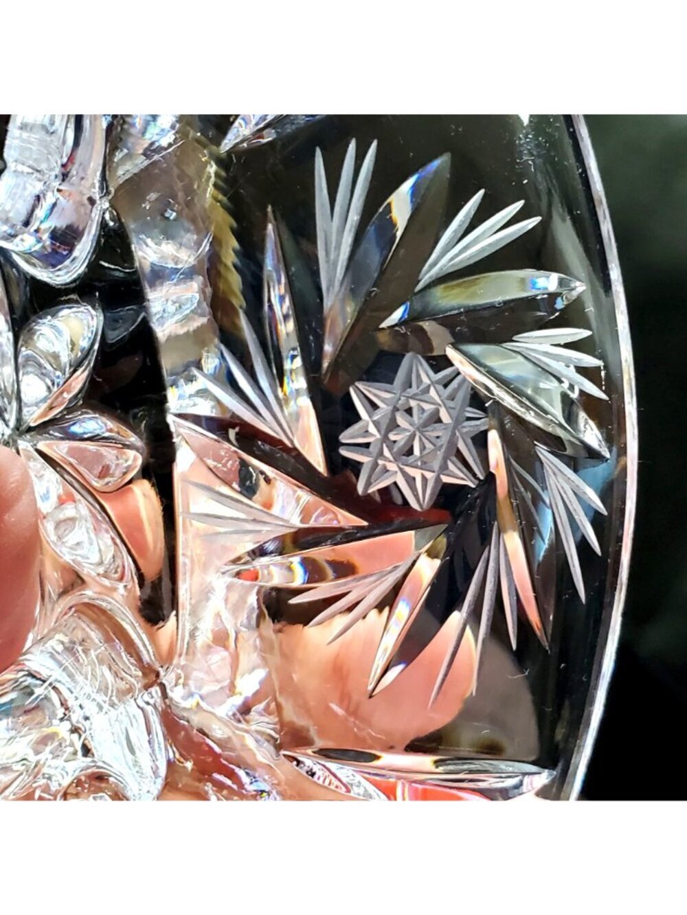 VTG Hazel Atlas Triangular Crystal Candy Bowl Footed Pinwheel Design 4.5 inch - Picture 8 of 13